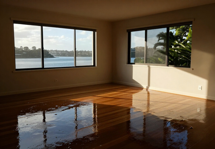 Water-damaged wall in a Seaforth home before drying